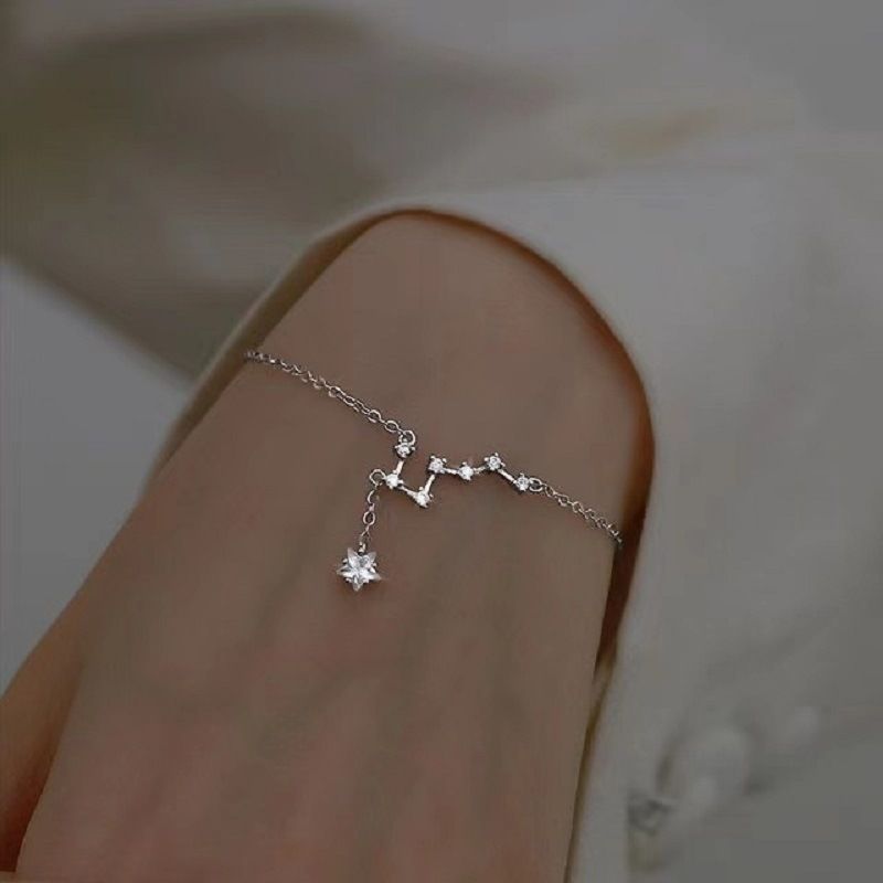 2PCS Beidou Star necklace, new female trend temperament, light luxury, niche design, tassel, simple and exquisite collarbone chain bracelet