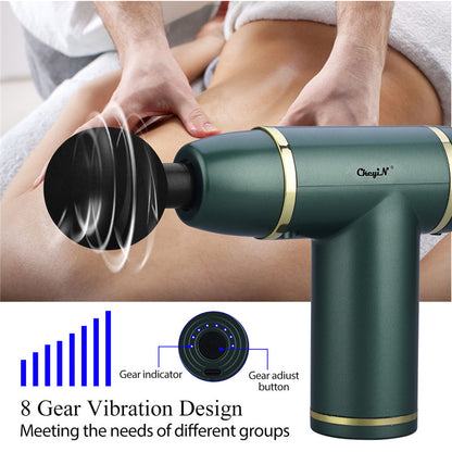 Fascia Gun Electric Massager Gun 8-speed Adjustment 4 Replacement Head Portable Whole Body Relaxation Muscle Massage Gun Mini Portable Electric Deep Tissue Percussion Massager for Pain Relief