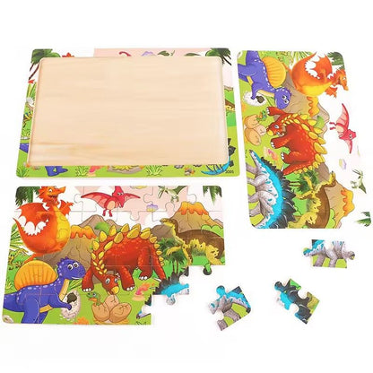Logic Thinking Intellectual Wooden Game Puzzle Jigsaw Animal Vehicle Cartoon Early Educational Toys For Kids Children Gift
