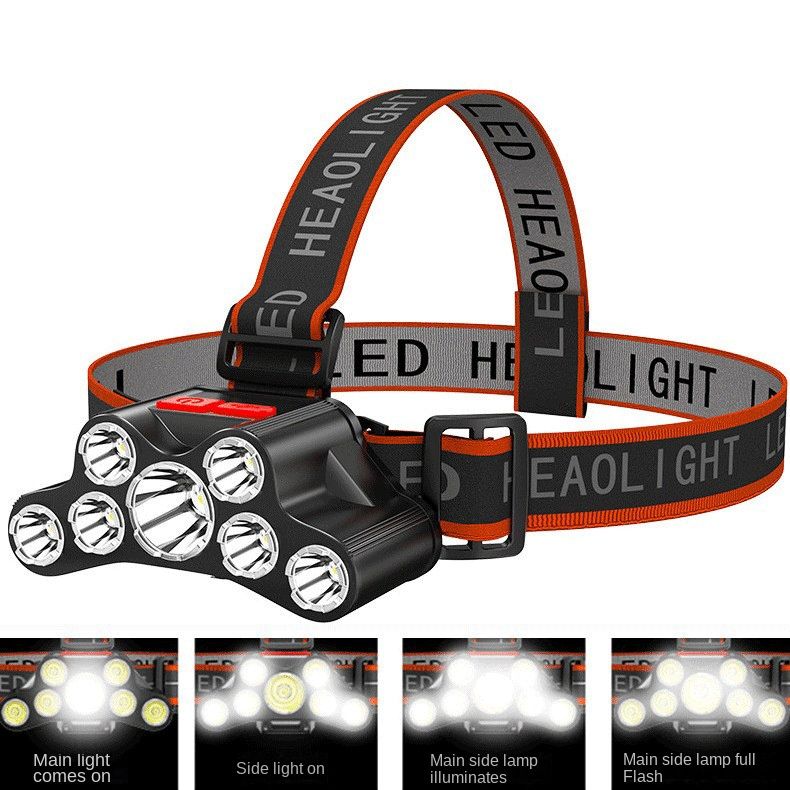 Rechargeable Headlamp, 7 LED Super Bright Waterproof Headlight with Red Lights, 4 Light Modes Head Lamp for Emergency Light Outdoors Fishing Hiking Camping Running