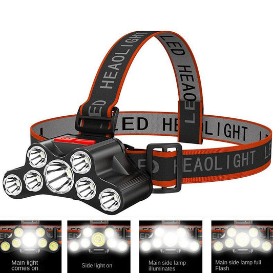 Rechargeable Headlamp, 7 LED Super Bright Waterproof Headlight with Red Lights, 4 Light Modes Head Lamp for Emergency Light Outdoors Fishing Hiking Camping Running