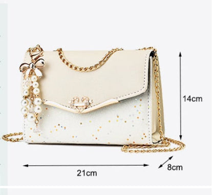 Netizen Small Bag Women's Bag 2024 New Instagram One Shoulder Crossbody Bag Fashionable Small Fragrant Style Bright Leather Chain Small Square Bag