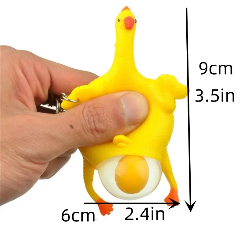 1pc Funny Squeeze Chicken Laying Egg Keychain Anti-Stress Tricky Toys Gag Children's Gift
