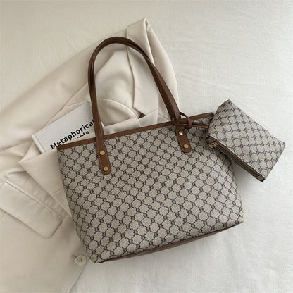 2PCS Europe And America New Female Bag Single Shoulder Bag Handbag Big Bag Large Capacity, Stylish Shoulder Handbag