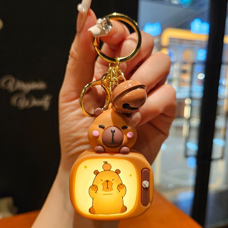 New Capybara Light-Up Tv Keychain Capybara Schoolbag Gift Claw Machine Small Pendant
