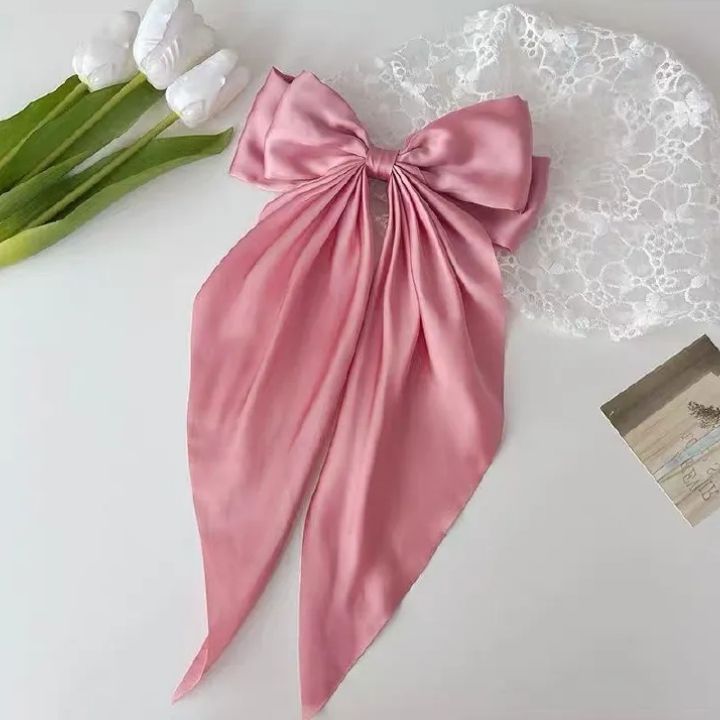 Hair Bows For Women Large Bow Hair Clip Soft Long Tails Metal Clips Bow Tie Hair Clip For Women Girls Accessories