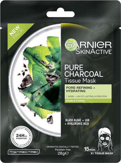 【Discounted】Garnier SkinActive Pure Charcoal Tissue Face Mask Black Algae