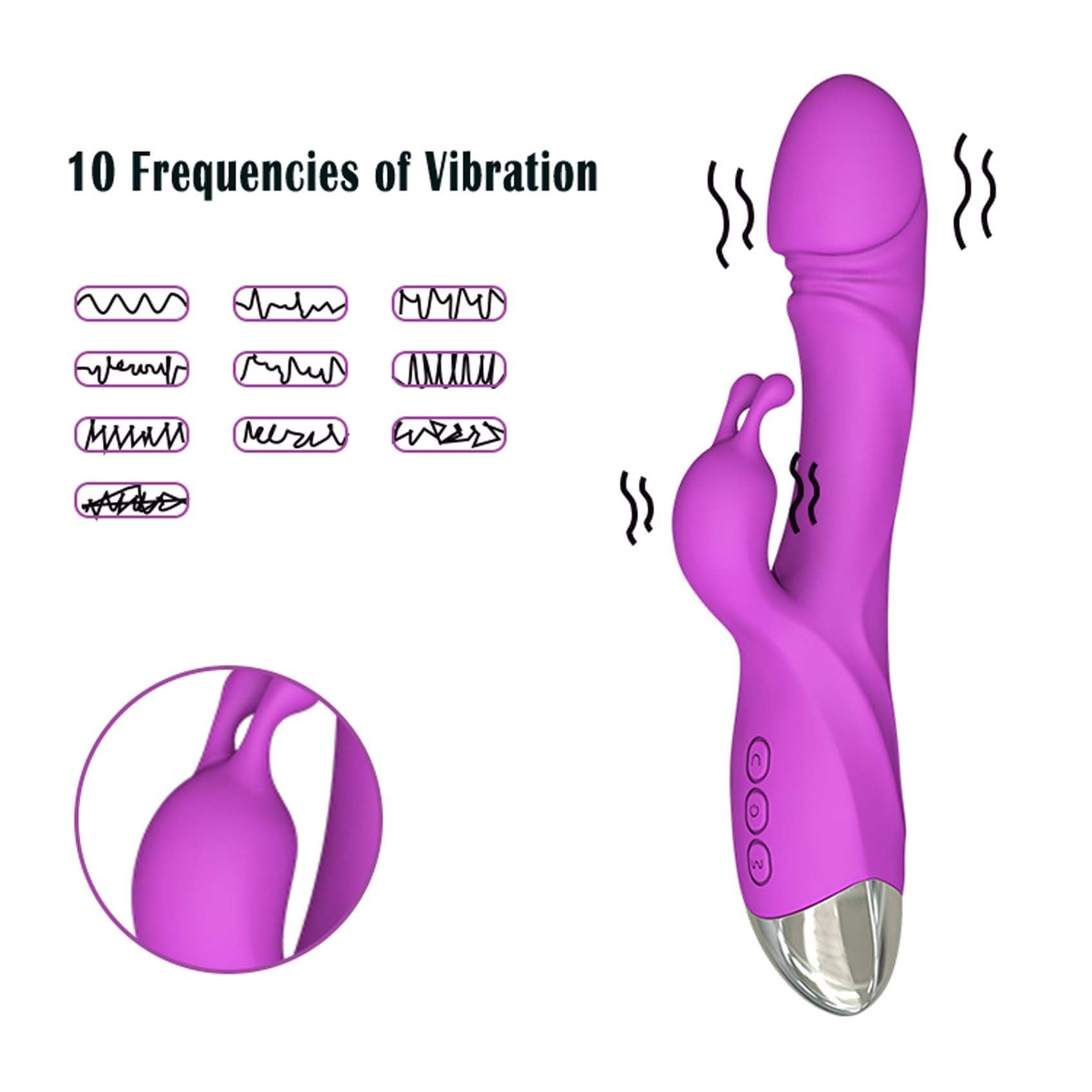 Realistic Dildo Rabbit Veined G Spot Vibrator Rechargeable Waterproof Powerful Vibrating Clit Stimulator Handhold Dual Motors Massager Adult Sex Toy for Ladies Women Couple