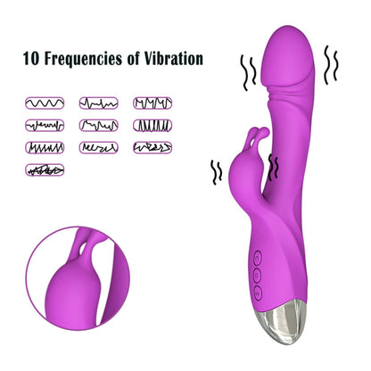 Realistic Dildo Rabbit Veined G Spot Vibrator Rechargeable Waterproof Powerful Vibrating Clit Stimulator Handhold Dual Motors Massager Adult Sex Toy for Ladies Women Couple
