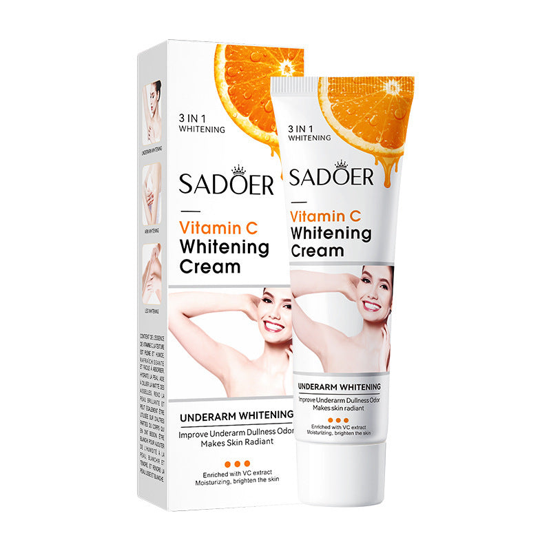 SADOER 30PCS Skin Care Set Vitamin C Whitening Moisturizing Gifts Set Face Vitamin C Serum + Face Cleanser + Eye Cream + 5PCS Brightening Masks + Underarm Whitening Cream + Lip Balm + 20PCS Gel Masks