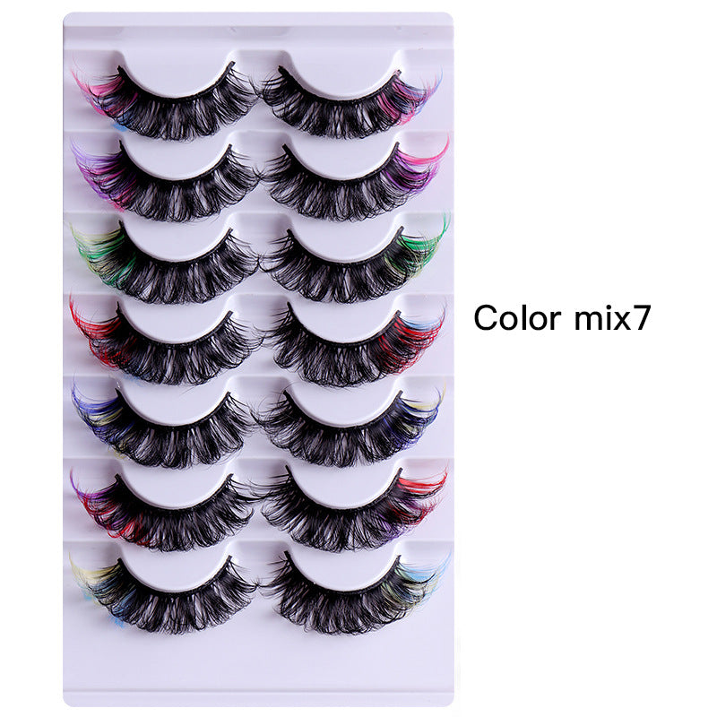 Seven pairs Europe and the United States high imitation mink color eyelashes thick curl up eye tail false eyelashes Eye Lashes Colored false eyelashes Mink Lashes Soft And Light