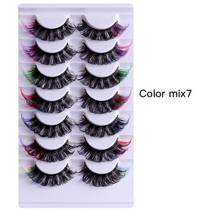 Seven pairs Europe and the United States high imitation mink color eyelashes thick curl up eye tail false eyelashes Eye Lashes Colored false eyelashes Mink Lashes Soft And Light
