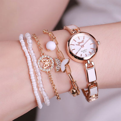 5pcs Women's Watch Set Fashion Casual Butterfly Quartz Watch Fashion Casual Bracelet Watch Set