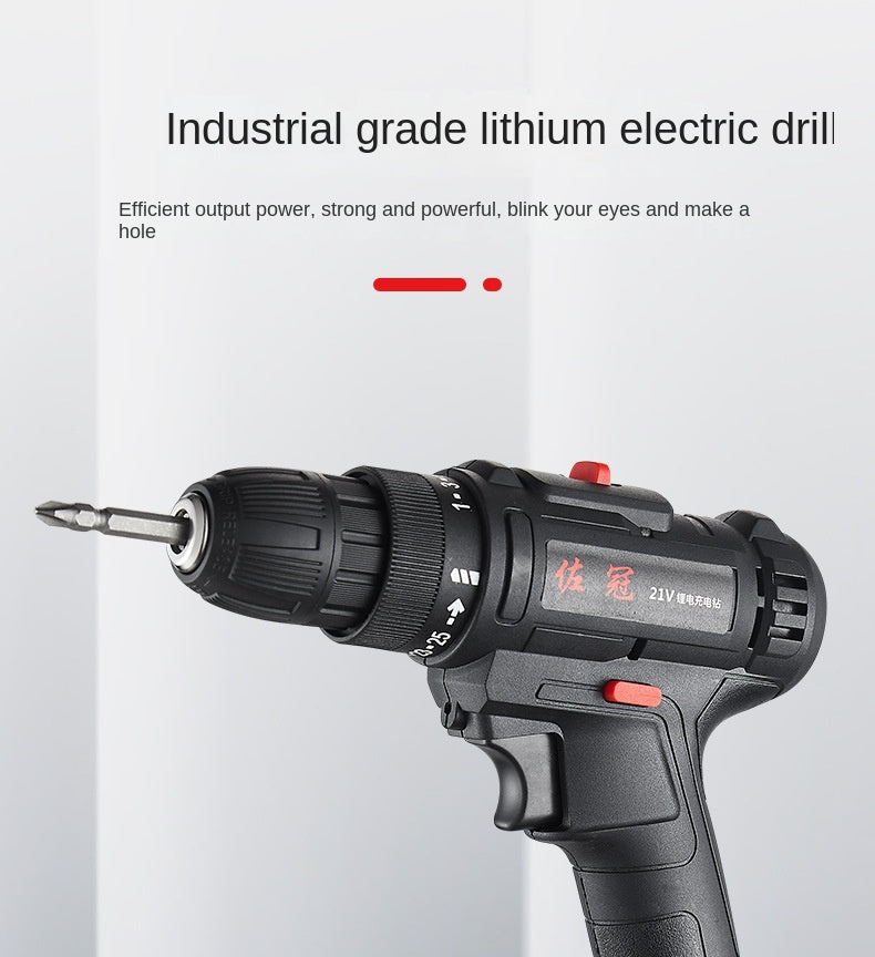 Electric Cordless Drill, 21V Impact Drill Driver Set 28pcs Accessories for Drilling Wood, Metal, Ceramics, Plastic EU plug