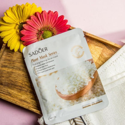 10 PIECES Sadoer Rice Facial Mask Sheets Brightening Moisturizing, Deep Repair Cleansing Natural Coffee Extracts Essence Face Masks