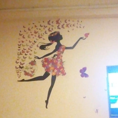 Wall Stickers Hot Selling Figurine Fairy Girl Vinyl DIY Butterflies Flowers Mural Decals Home Decor Home Decor Accents Cute Home Decoration