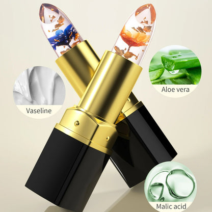 Rose Temperature Color Changing Lipstick Long Lasting Flower Jelly Lipstick Waterproof Lip Balm Non-stick Cup Non-fading Lip Gloss with Moisturizing and Glowing Effects