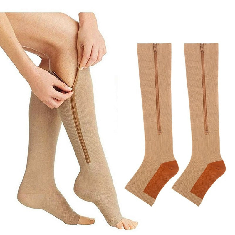 Compression Stockings for Men Women Sports Pressure Long Cycling Socks Zipper Professional Leg Support Thick Athletic Sockings Tight compression socks