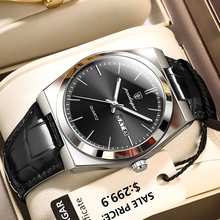 POEDAGAR Men Watches Luminous Calendar Watch Top Brand Business Style Men's Wristwatch Leather Belt Waterproof Quartz Watch For Man Wrist Watch Clock Quartz Full-automatic Men Watches