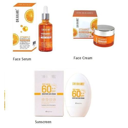 Dr. Rashel face serum, cream and sunscreen