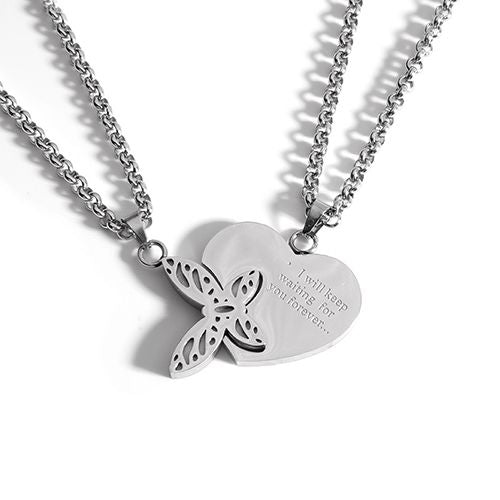 2 pcs/sets new stainless steel O-line chain butterfly love mood couple necklace men's and women's necklace jewelry wholesale new to Christmas Black Friday anniversary gift