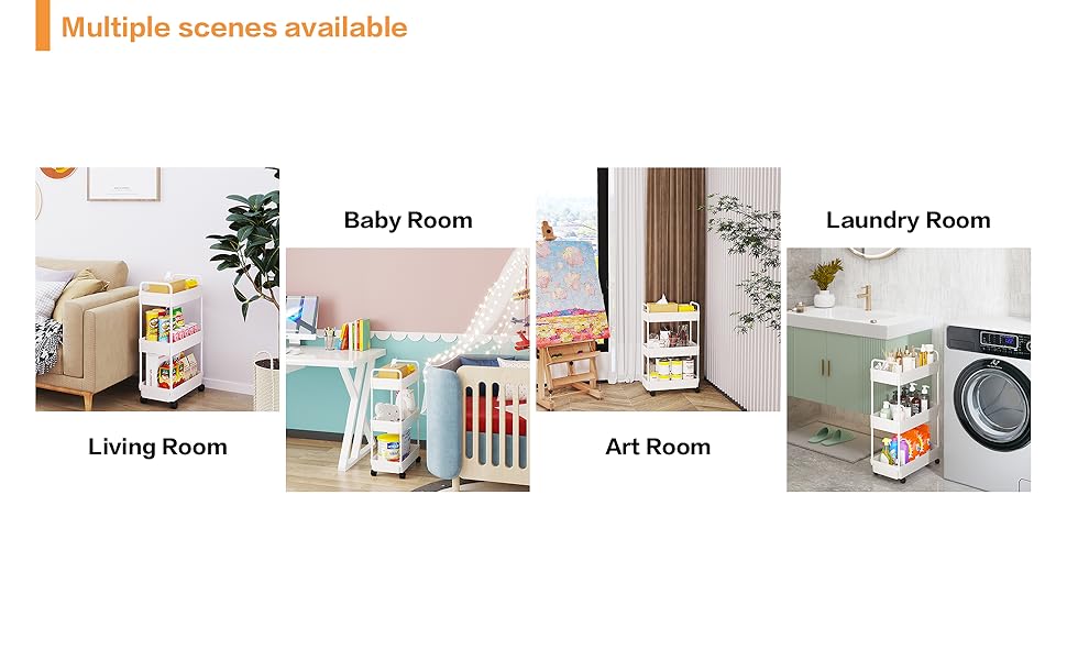 UPHUI 3 Layers Removable Storage Rack Mobile Multi-Functional Organizer Floor Standing Portable Storage Rack for Bathroom Kitchen