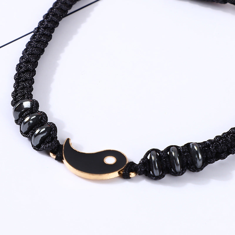 Hot selling new style stitching gossip ying yang couple bracelet hand woven tai chi bracelet ying yang jewellery Brand MM
