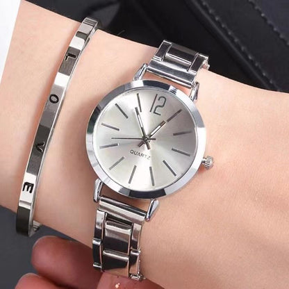 Stainless Steel Women Quartz Watches Bracelet Set For Ladies Lady Watch Wristwatches Female Watches Wrist Watch With Bangle Valentine's Day Christmas Birthday Gifts