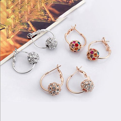 Chinese Style Creative Crystal Diamond Ball Earrings, Colorful Diamond Small Earrings, Lucky Ball Earrings, Transport Bead Earrings, Colorful Earrings, Wholesale