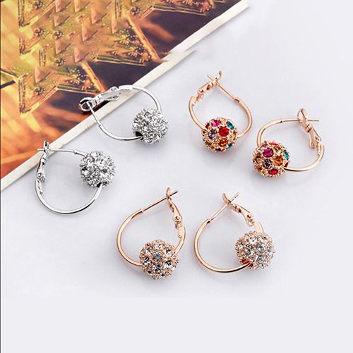 Chinese Style Creative Crystal Diamond Ball Earrings, Colorful Diamond Small Earrings, Lucky Ball Earrings, Transport Bead Earrings, Colorful Earrings, Wholesale