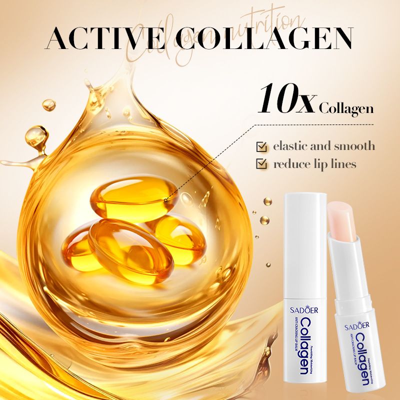 SADOER 4PCS Skin Care Set Collagen Anti-Wrinkle Moisturizing Set Face Cleanser + Anti-aging Collagen Face Cream + Collagen Face Serum + Lip Balm