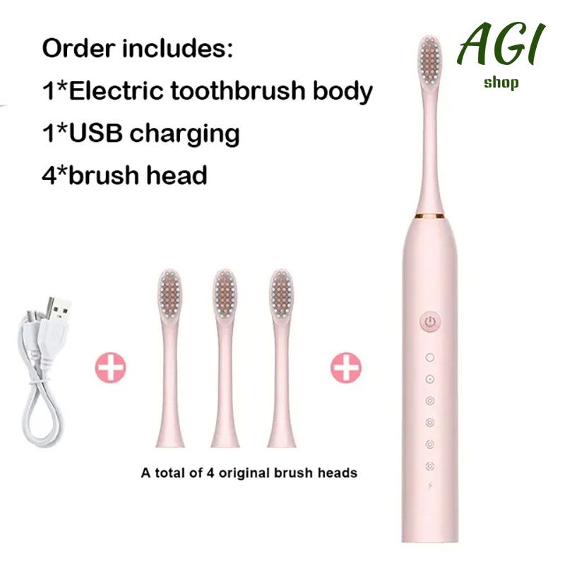 Electric Toothbrush With 4 Brush Heads Smart Timing Tooth Brush USB Rechargeable Teeth Clean Whitening Sonic Toothbrush With Replacement Head