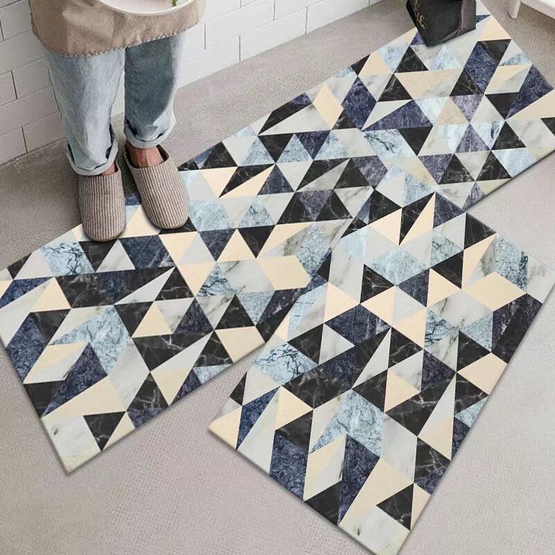 2PCS Set Kitchen Rug Set Non Slip Kitchen Mat Rubber Bedroom Living Room Long Bedside Area Rug Doormat Runner Rug Set Floor Carpet Household Carpet Home Decor