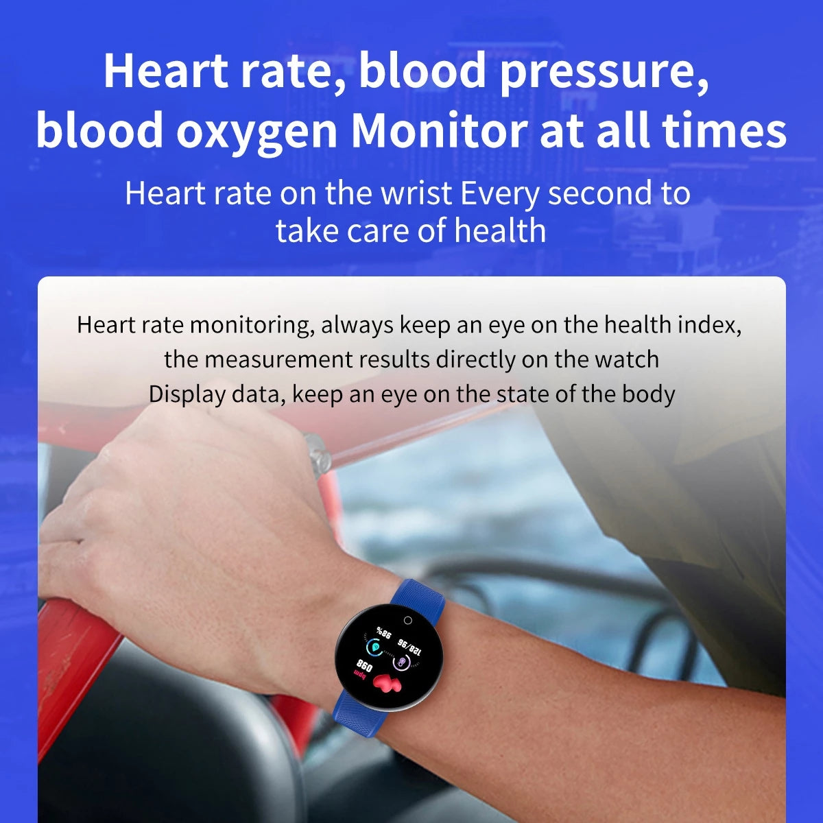 RichRipple D18 Smart Watch Heart Rate/Blood Pressure/Blood Oxyge Monitor Smart Bracelet Wristband Fitness Tracker Waterproof