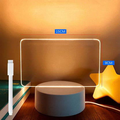 Note Board Creative Led Night Light Erasable Write Message Board Holiday USB Light Transparent Luminous Acrylic Light Gift For Children Girlfriend Decoration Night Lamp Calendar Desktop Ornaments