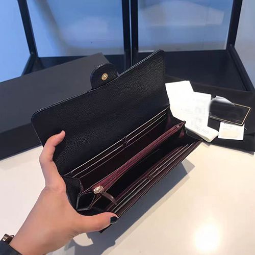 Black long wallet with large capacity and high-end feel, zippered inner pocket, flip cover card bag, two in one, high looks for girls