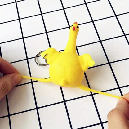 1pc Funny Squeeze Chicken Laying Egg Keychain Anti-Stress Tricky Toys Gag Children's Gift