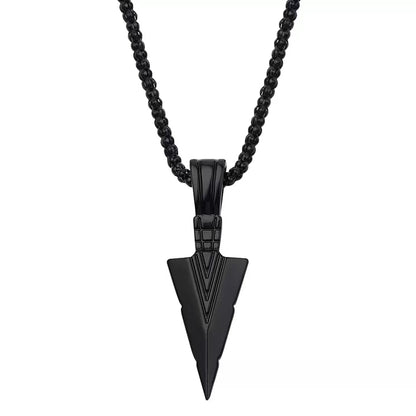Men's Design Matte Black Long Necklace With Arrow Pendant Jewelry Chain Hip Hop Jewellery One Size Black Long Necklace Men's Fashion Brand Versatile Sweater Chain Women's Hip-hop Pendant Small crowd