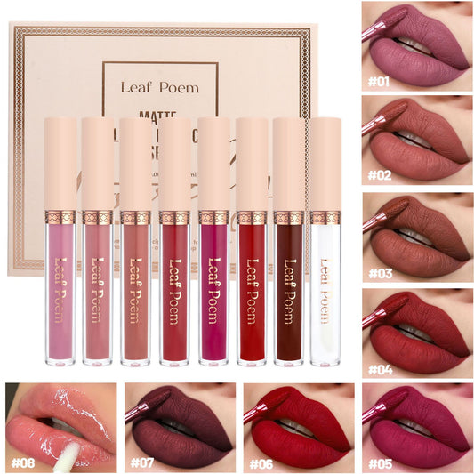 8PCS Lipsticks Set Long Lasting Nonstick Cup Makeup Cosmetics Kit Matte Lipstick For Women Lipstick Makeup Cosmetics Lips INS Hot