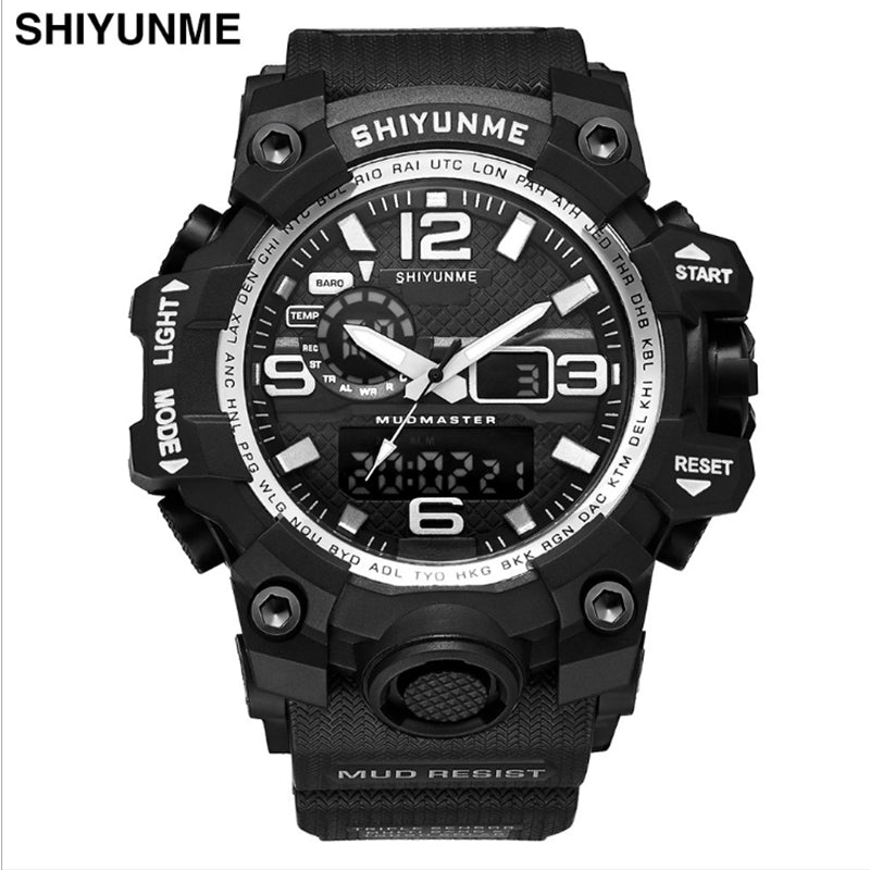 Men Watches Military Dual Display Army Watches LED Back Light Calendar Day Date Stopwatch
