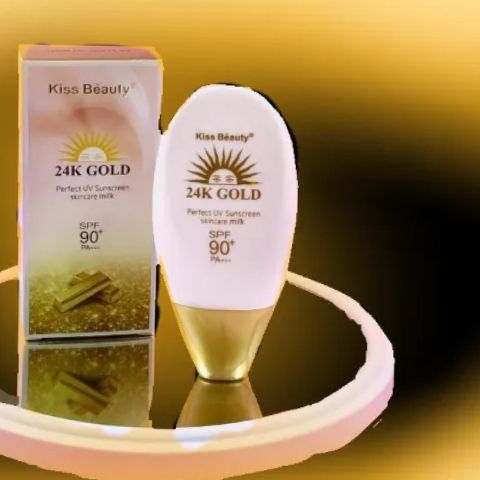 24k Gold perfect UV Sunscreen skincare milk SPF 90+ PA++ Sun Protection Cream - Kiss Beauty