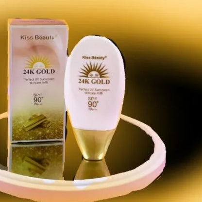 24k Gold perfect UV Sunscreen skincare milk SPF 90+ PA++ Sun Protection Cream - Kiss Beauty