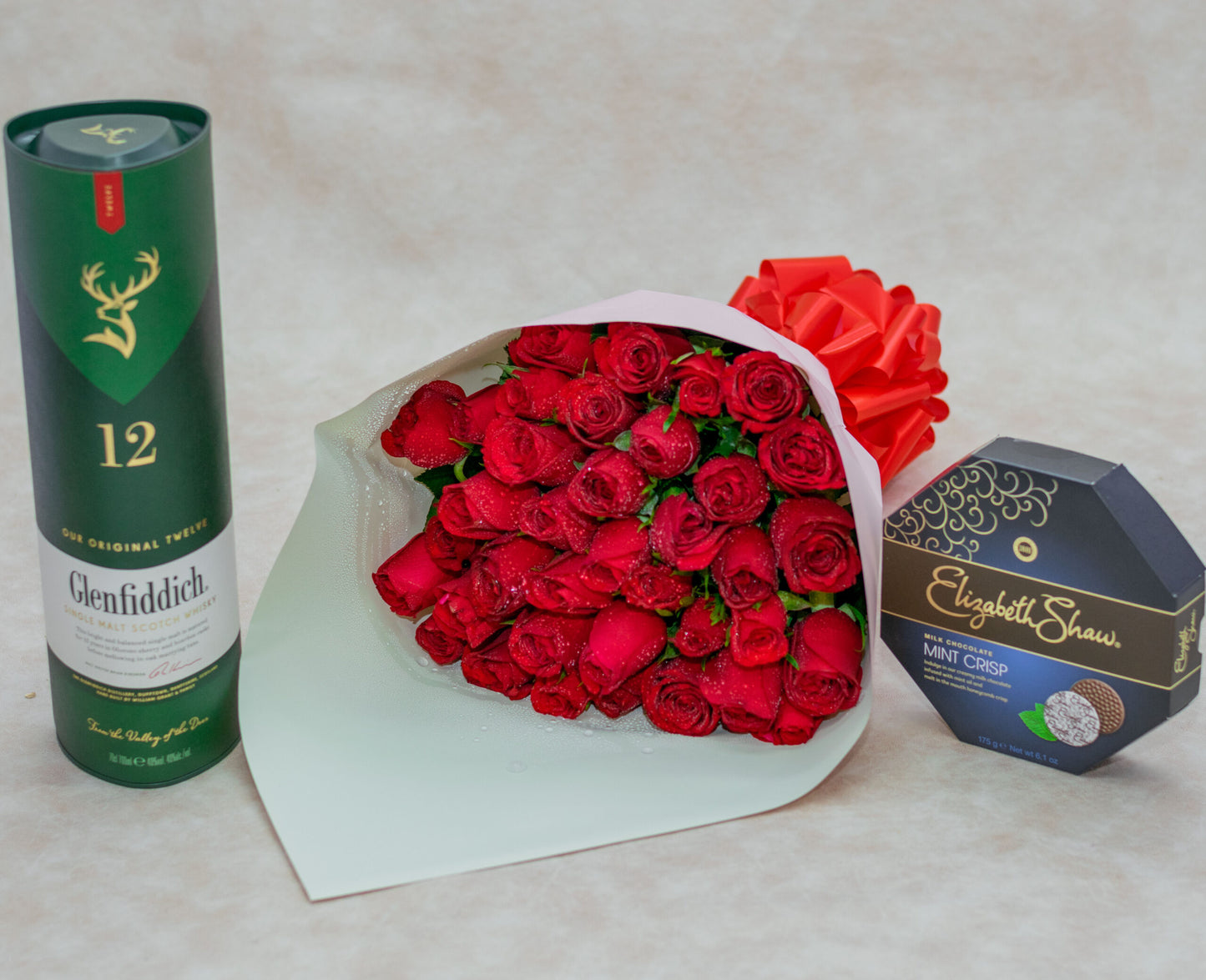 Glenfiddich, Flower Bouquet and Chocolate