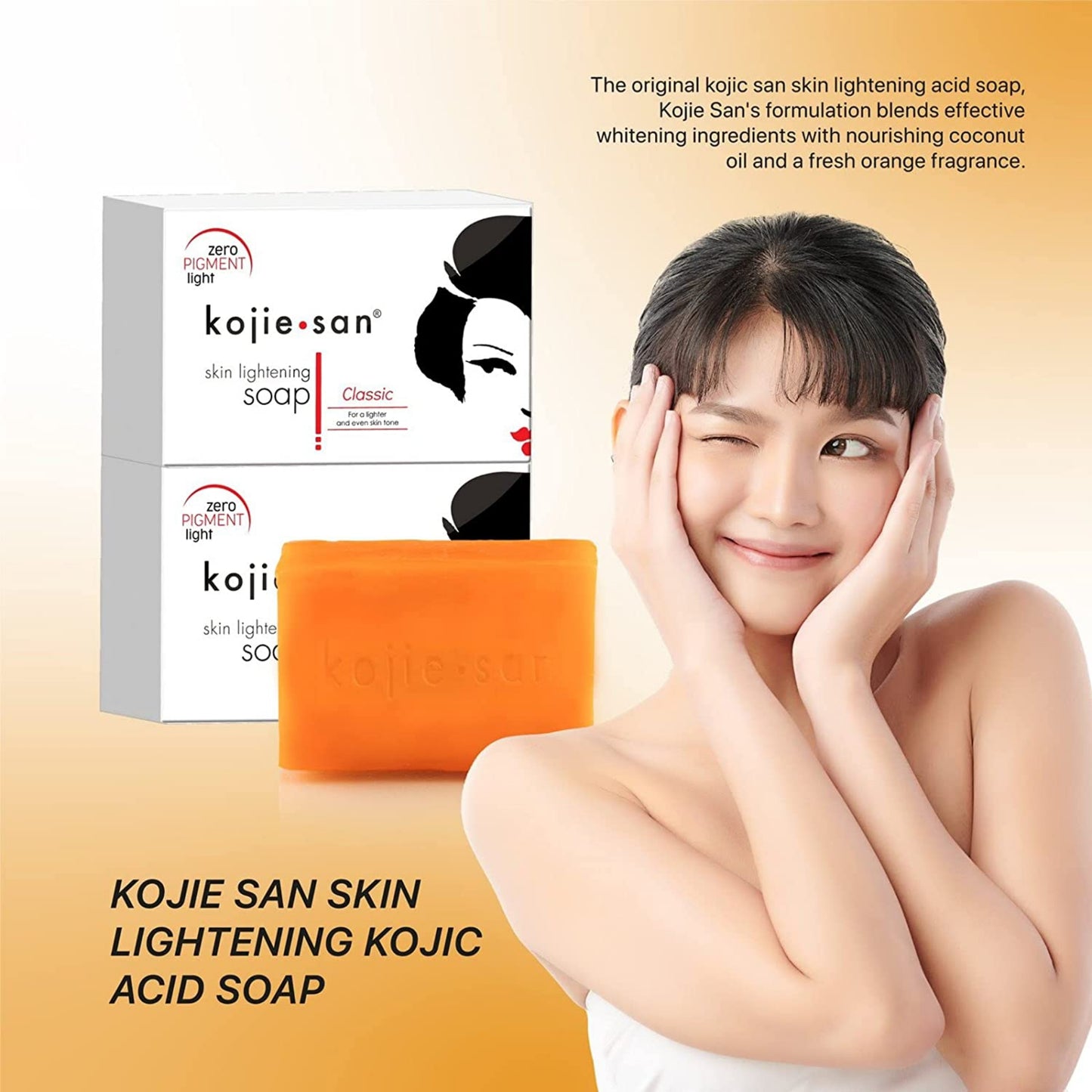 3 PIECES Kojie San Skin Lightening Soap - Original Classic Kojic Acid Soap for Dark Spots, Hyperpigmentation, Whitening & Scars - Beauty Bar with Coconut & Tea Tree Oil for Fair skin