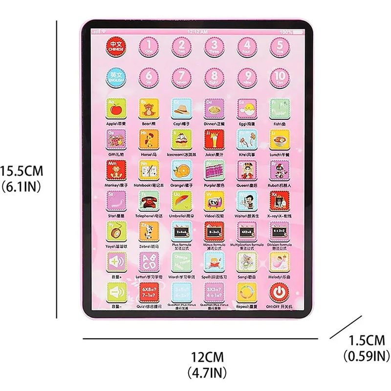 Kids Early Learning Education Touch Screen Mini iPad Learning Tablet Chinese English Machine Electronic Touch Pad Funny Interactive Learning Study Toy Laptop Kids Educational Toys Gift For Boys Girls