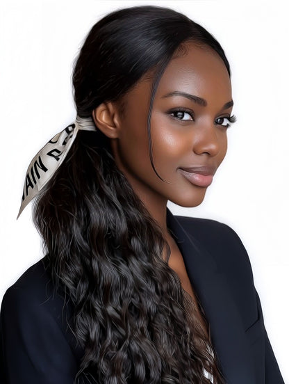 Velcro Ponytail Extension for Instant Volume | Long Curly Hair with Big Waves & Invisible Attachment (Black, 18 Inch, Secure Fit, Daily/Special Occasion Use)