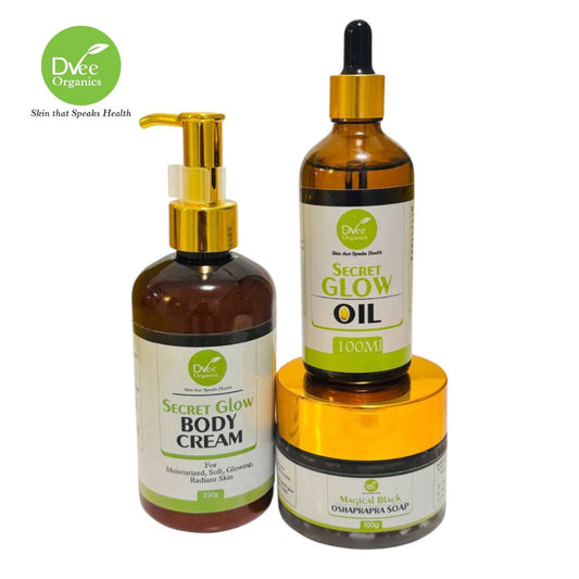 Secret Glow Body Package - Dvee Organics - Clears Blemishes, Tones Skin Color ,Leaving the Skin Looking Radiant and Glowing