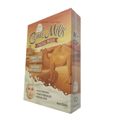 10Pcs Camel Milk Facial Mask Sheet Anti Freckle Firming Skin Deep Hydration Brightening Face Mask