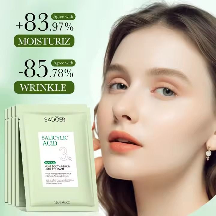 SADOER Salicylic Acid Anti Acne Soothing Repair Hydrating Mask Wholesale Price SADOER Salicylic Acid Acne Removing Soothing Repairing Moisturizing Face Mask