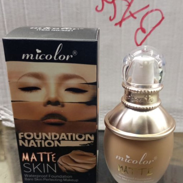 Micolor Waterproof Matte Bare Skin Perfecting Foundation Nation Makeup